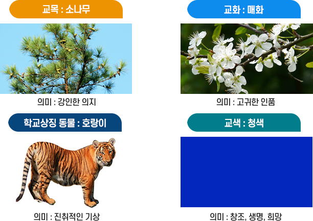 교목, 교화, 학교상징동물, 교색 이미지